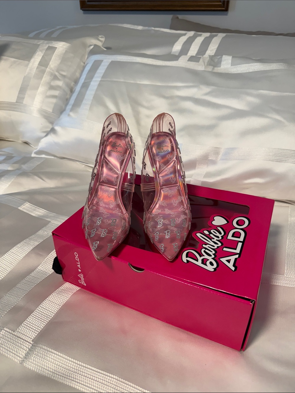 ALDO Barbie Tessy Clear Jelly Heels with Silver B letter Accents - Picture 2 of 3